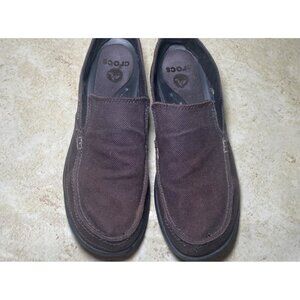 Crocs Canvas Slip On Loafers Brown Mens Shoes Comfort Casual